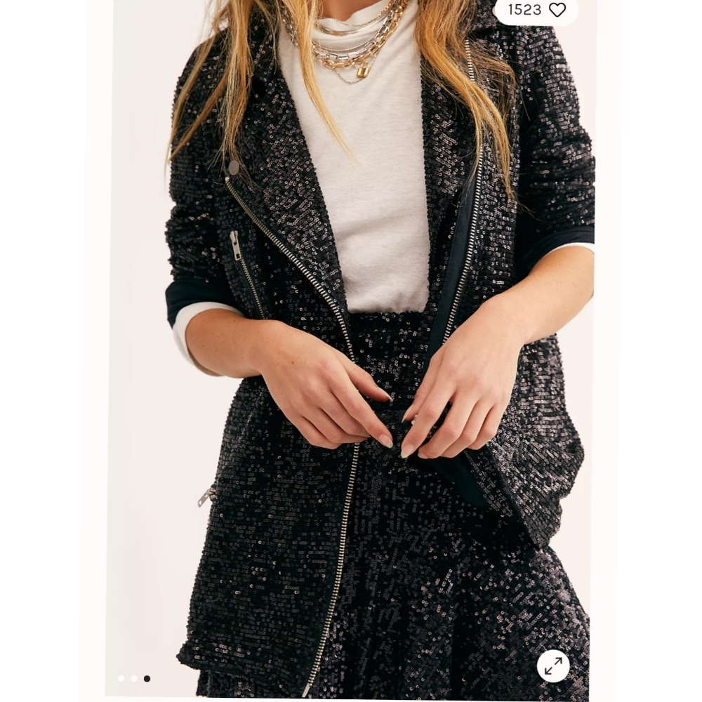 💯%Free people Midnight Message Moto Jacket - Picture 7 of 17
